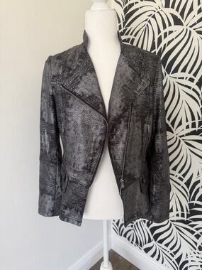 CLARA SUNWOO Liquid Leather Black Textured Moto Jacket